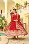 KA 1207 Faux Blooming With Embroidery Work Gown With Dupatta Wholesale Online
